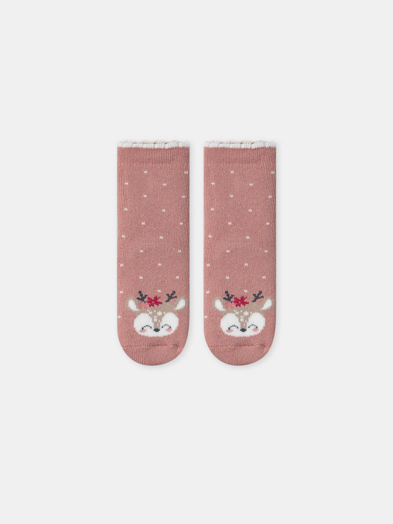 Chaussettes roses tête de biche Bébé Fille