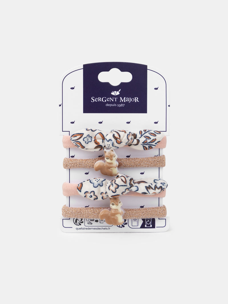 Juego de 2 pares de elásticos de ardilla o estampado floral para niñas