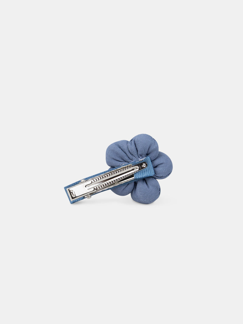 2 horquillas azules con flores para niñas