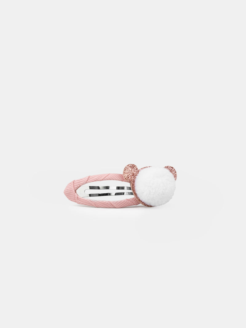 2 Clips de Pom Pom Rosa Oso para Niñas