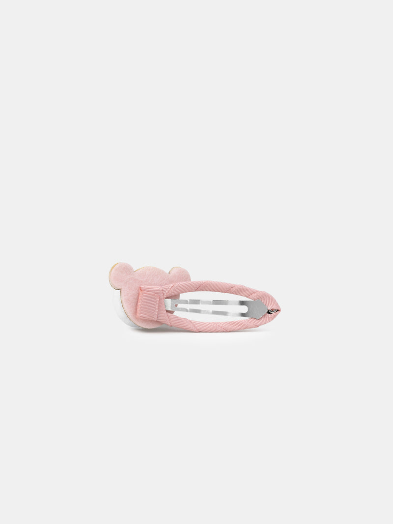 2 Clips de Pom Pom Rosa Oso para Niñas