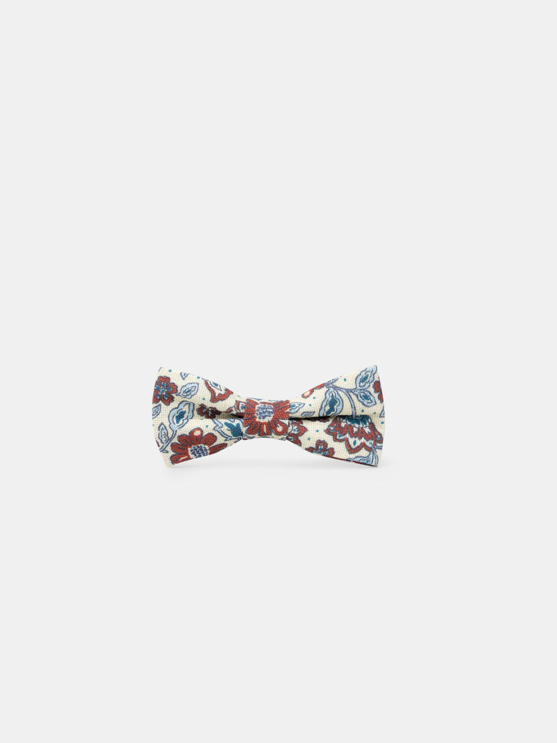 3 clips de pelo ecru con estampado floral o rojo brillante para niñas
