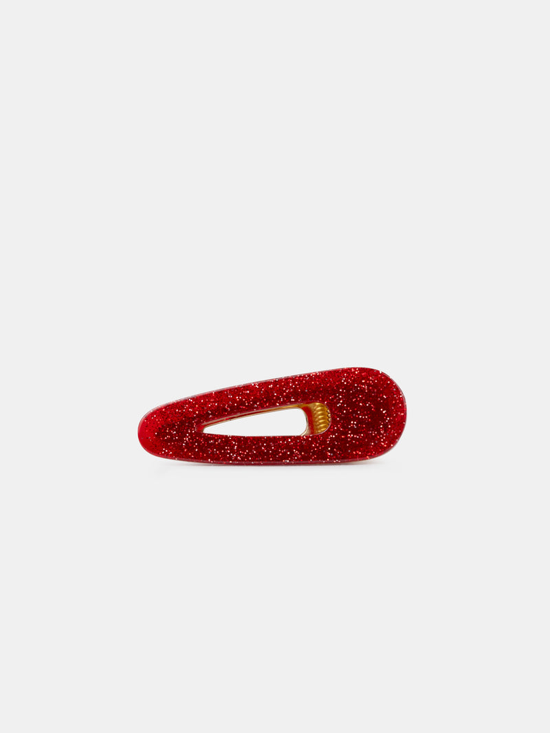 3 clips de pelo ecru con estampado floral o rojo brillante para niñas