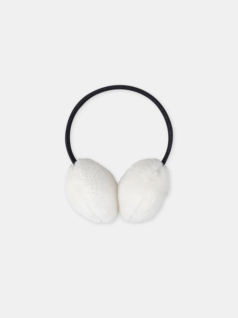 Cache oreilles blanc à broderie chien Fille