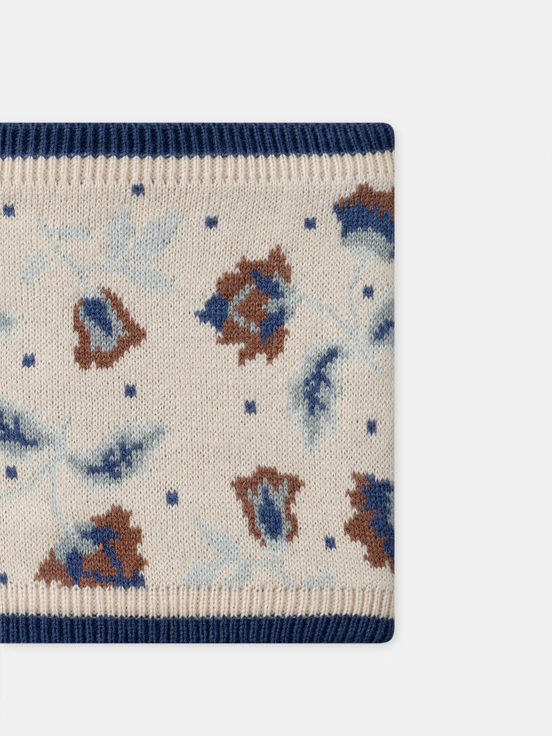 Écharpe beige à motif fleurs Fille