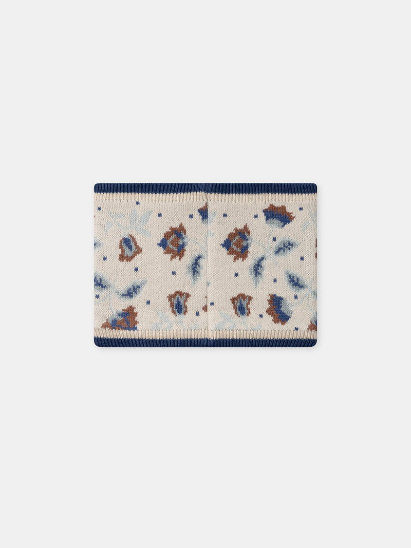 Écharpe beige à motif fleurs Fille