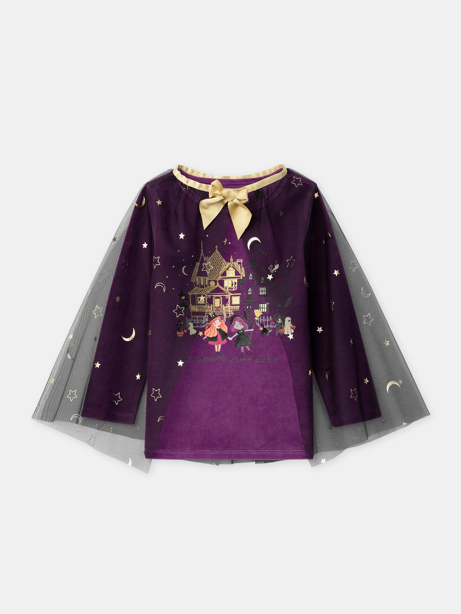 Pijama violeta de terciopelo + Capa para Niña