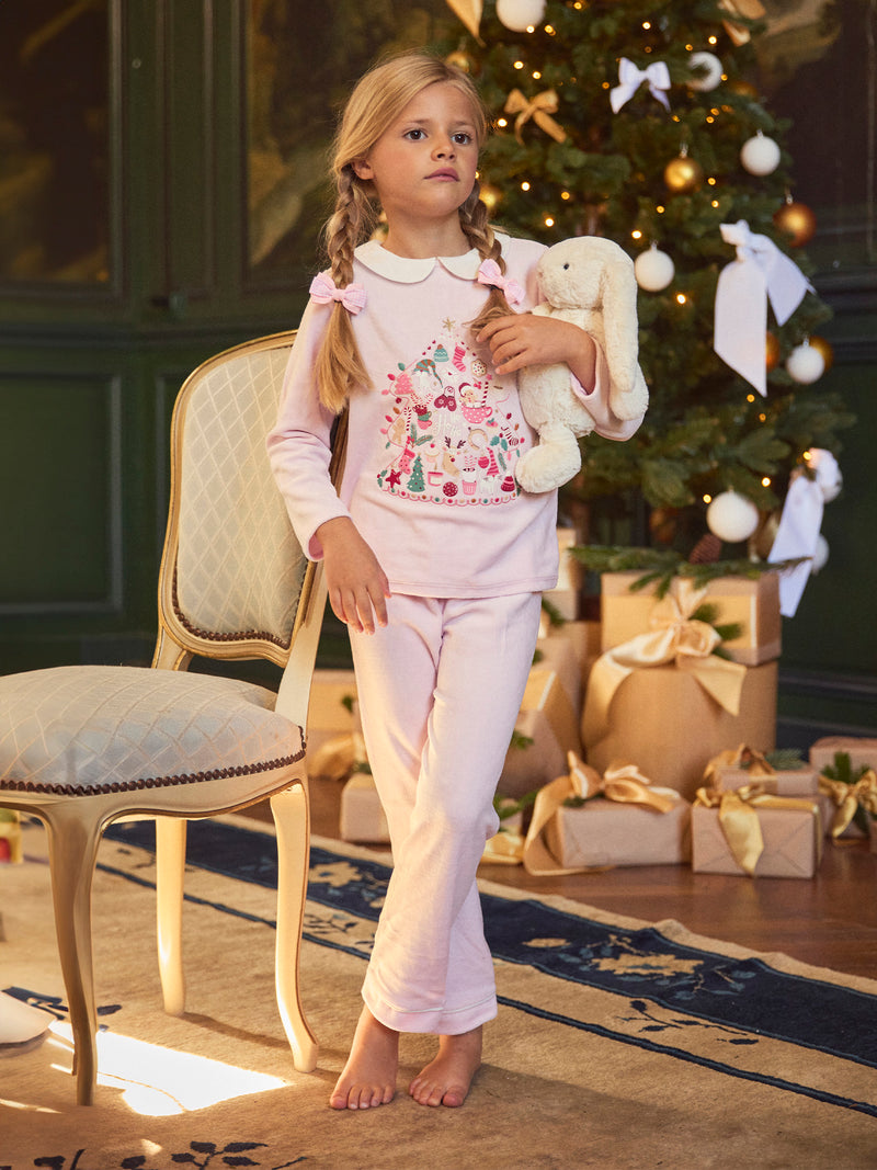 Pijama de Terciopelo Rosa para Niñas