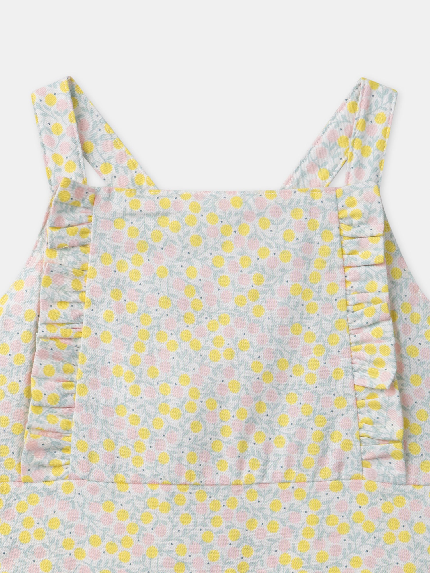 Ensemble combinaison fleuri + body écru + chaussettes à ruban Naissance Fille