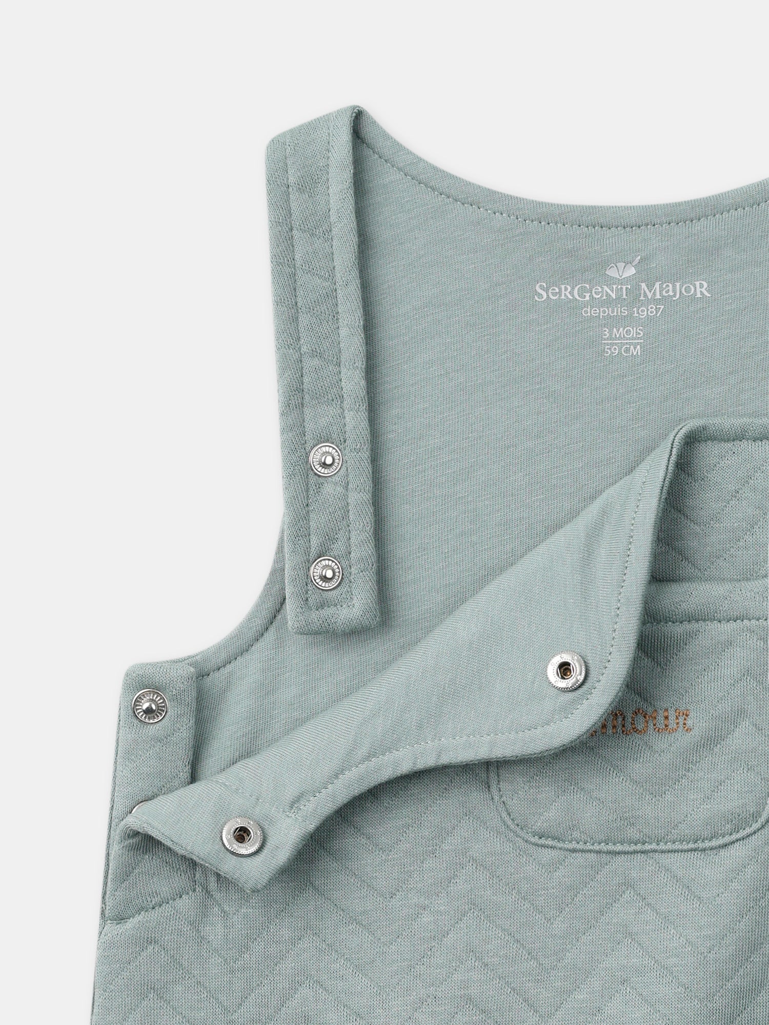 Ensemble salopette bleu grisée + body rayé + chaussettes Naissance Garçon