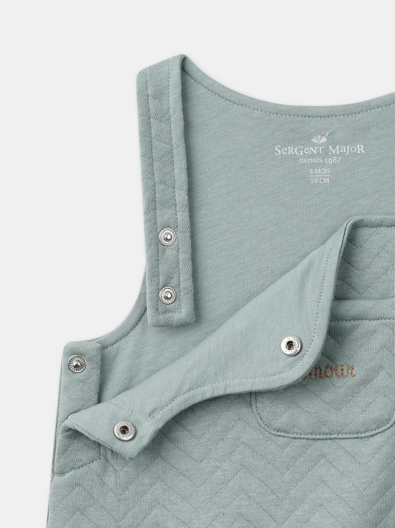 Ensemble salopette bleu grisée + body rayé + chaussettes Naissance Garçon