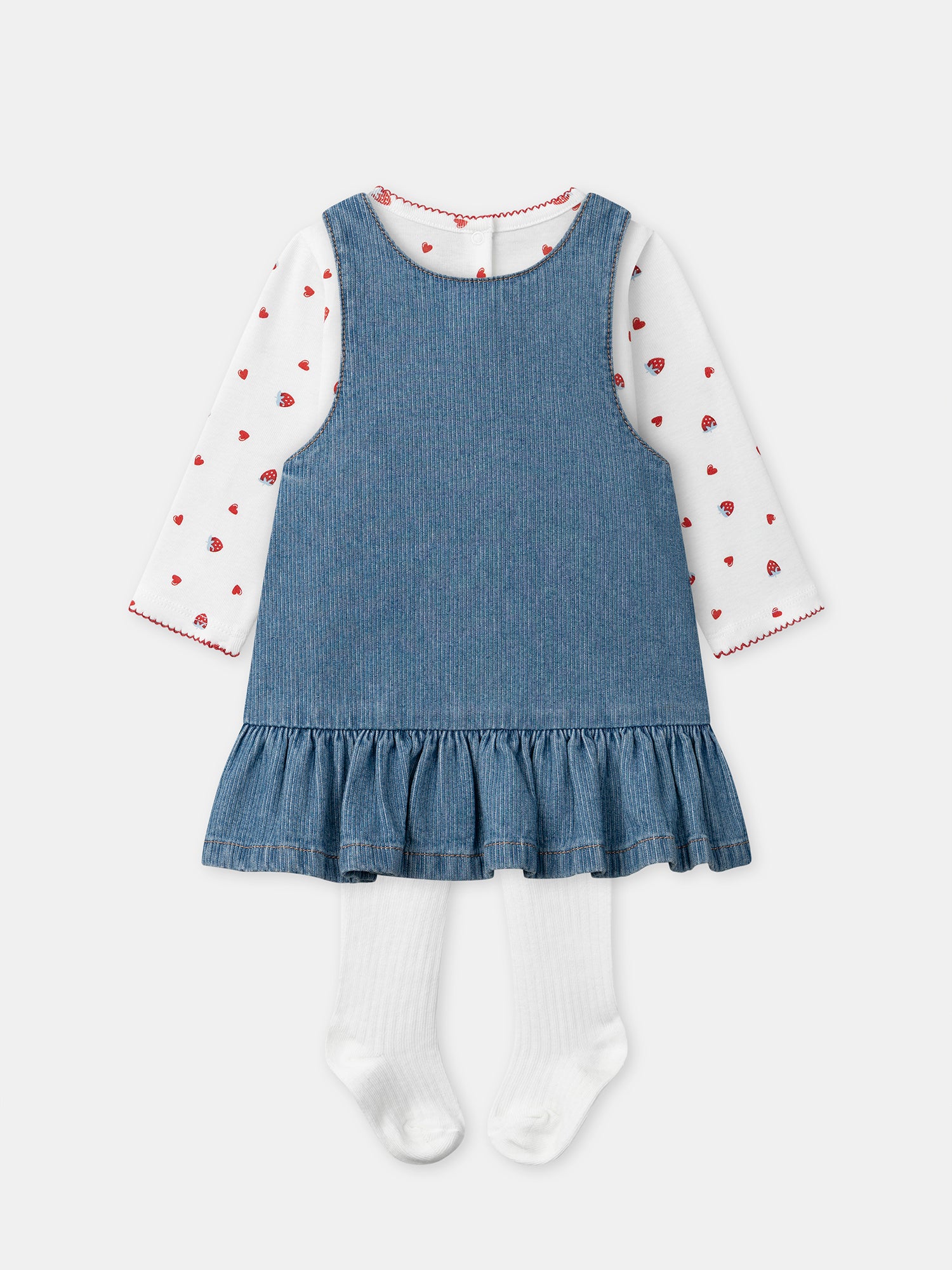 Conjunto de camiseta + peto + medias para niña