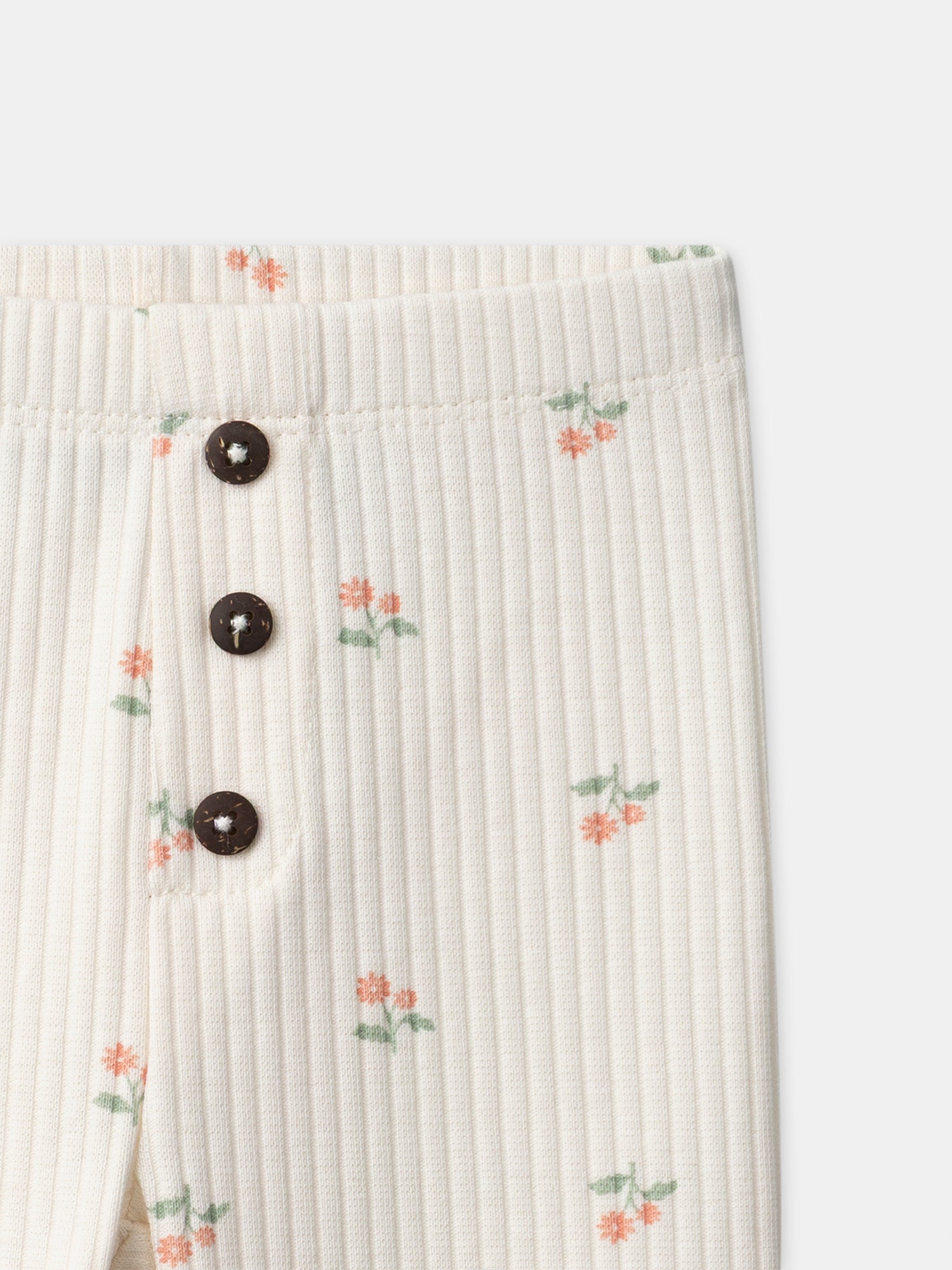 Legging écru imprimé fleuri Bébé Fille