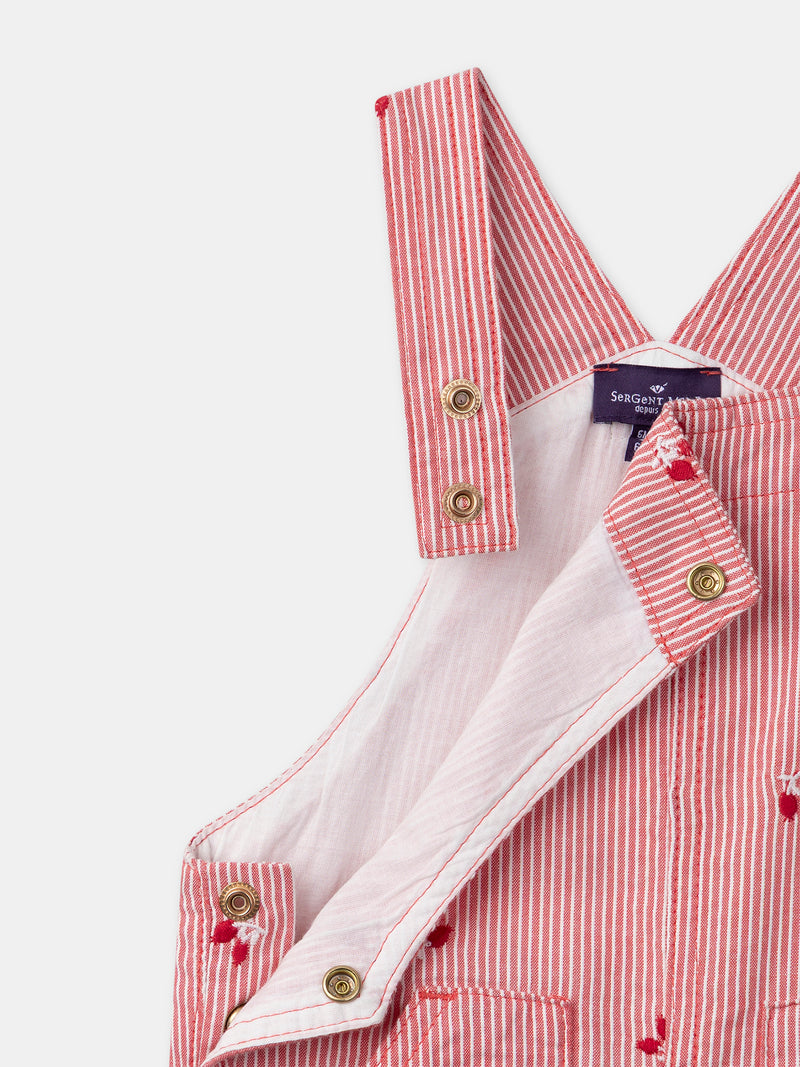 Pantalones rojos a rayas con bordados de bayas para bebés niñas