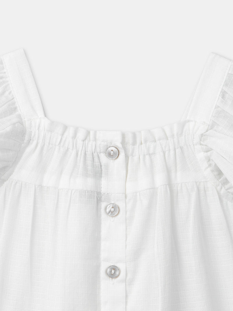 Blusa Ecru con Bordados de Flores para Bebé Niña