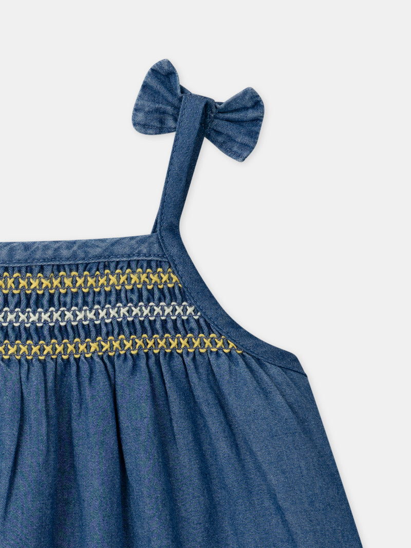 Vestido de denim con bordados de limón para Bebé Chica