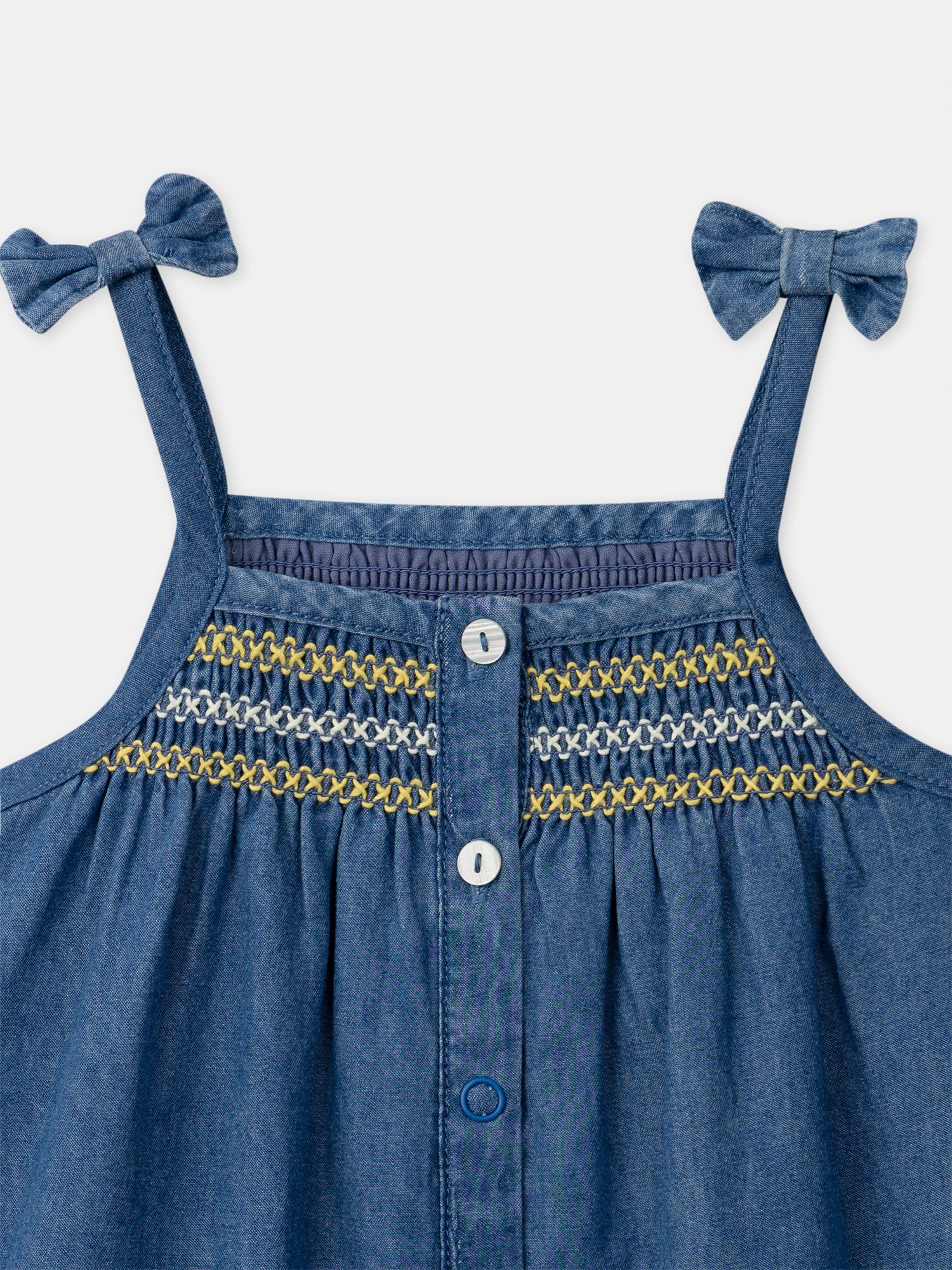 Vestido de denim con bordados de limón para Bebé Chica