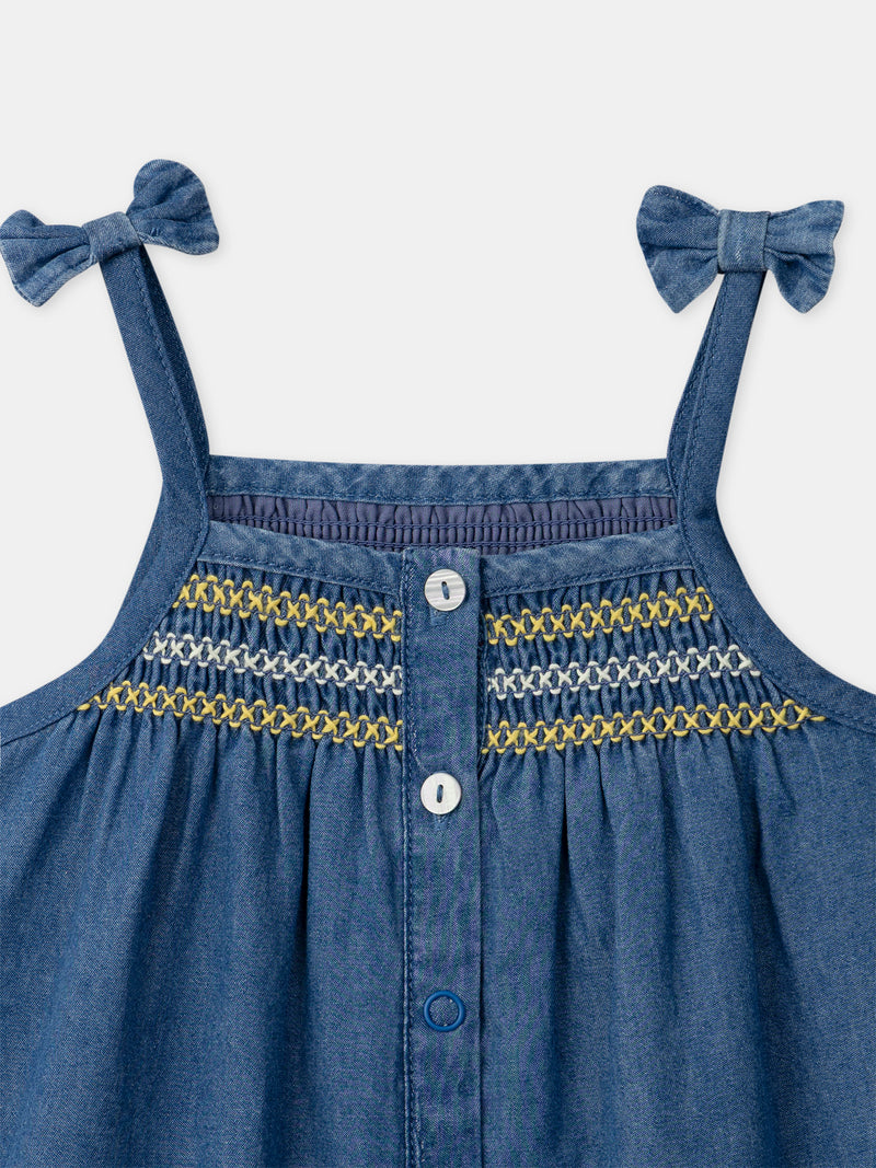 Vestido de denim con bordados de limón para Bebé Chica