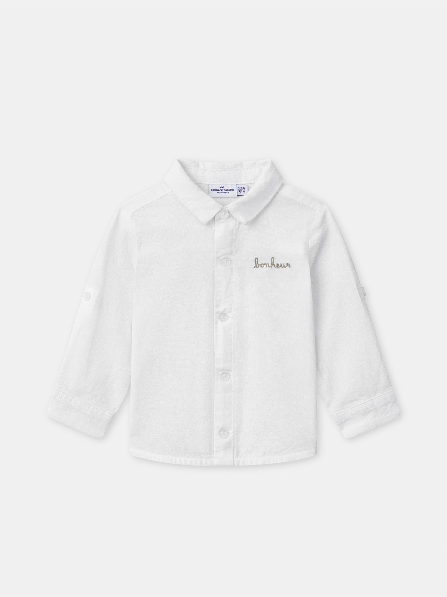 Camisa Ecru con Mangas Remangadas Bebé Chico