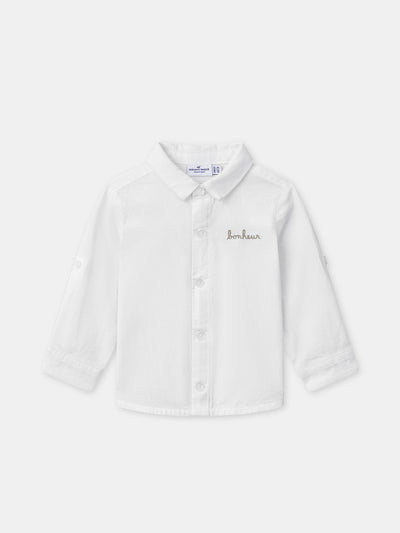 Camisa Ecru con Mangas Remangadas Bebé Chico