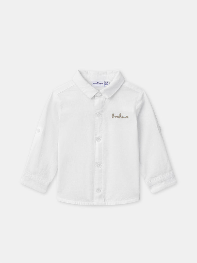 Camisa Ecru con Mangas Remangadas Bebé Chico