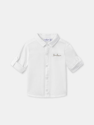 Camisa Ecru con Mangas Remangadas Bebé Chico