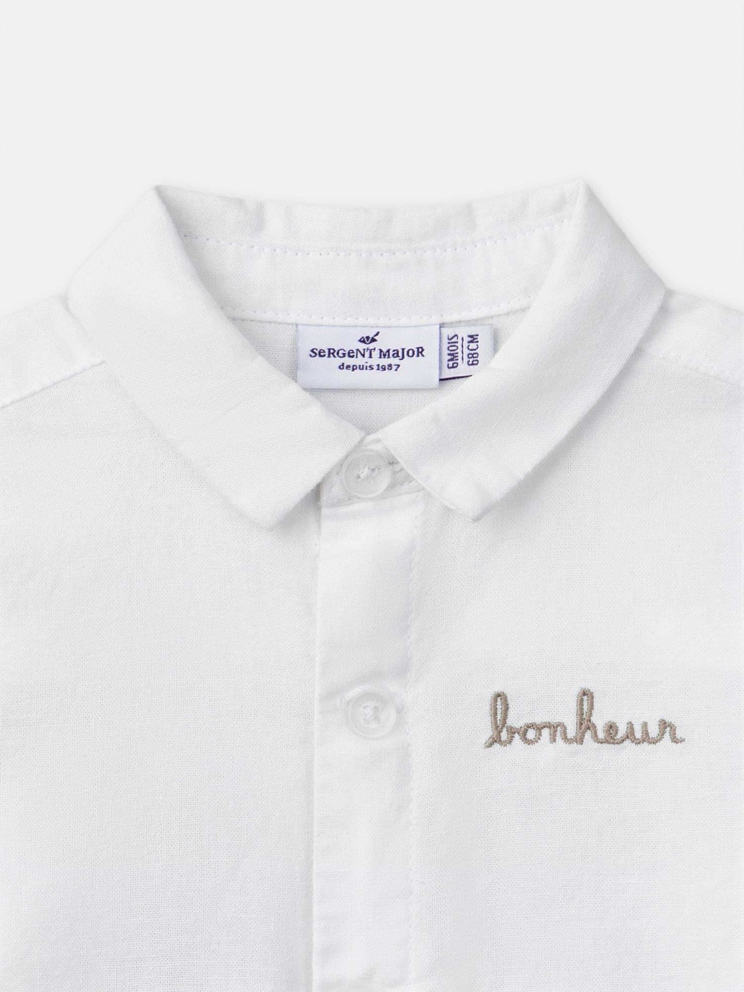 Camisa Ecru con Mangas Remangadas Bebé Chico