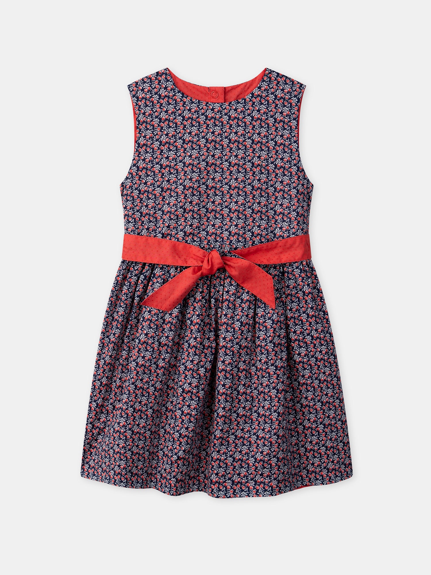 Vestido Reversible Rojo o con Estampado Floral para Niña