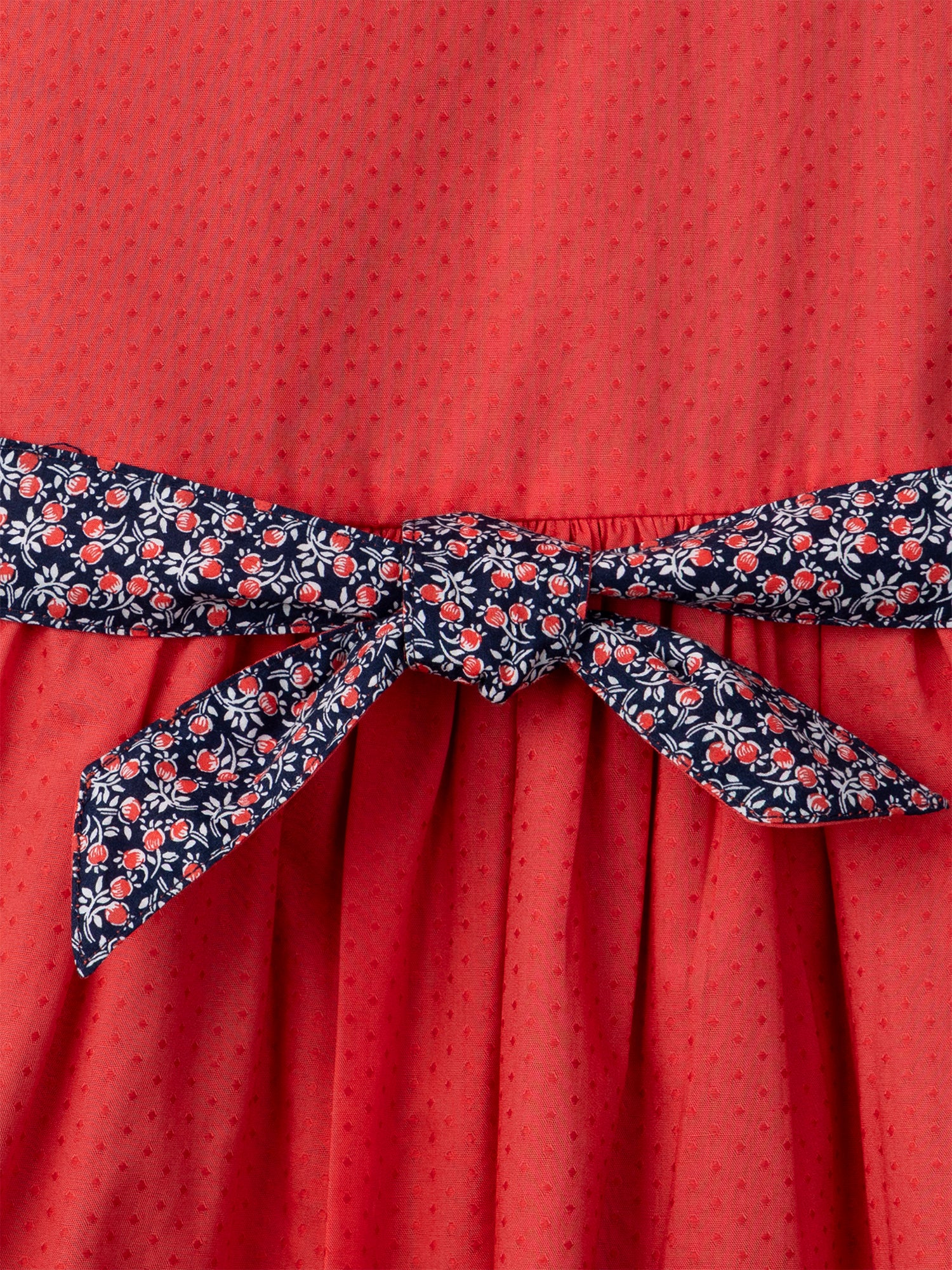 Vestido Reversible Rojo o con Estampado Floral para Niña