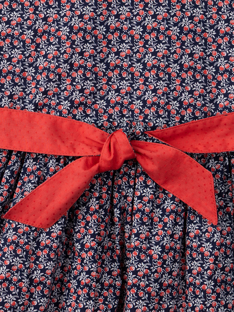 Vestido Reversible Rojo o con Estampado Floral para Niña