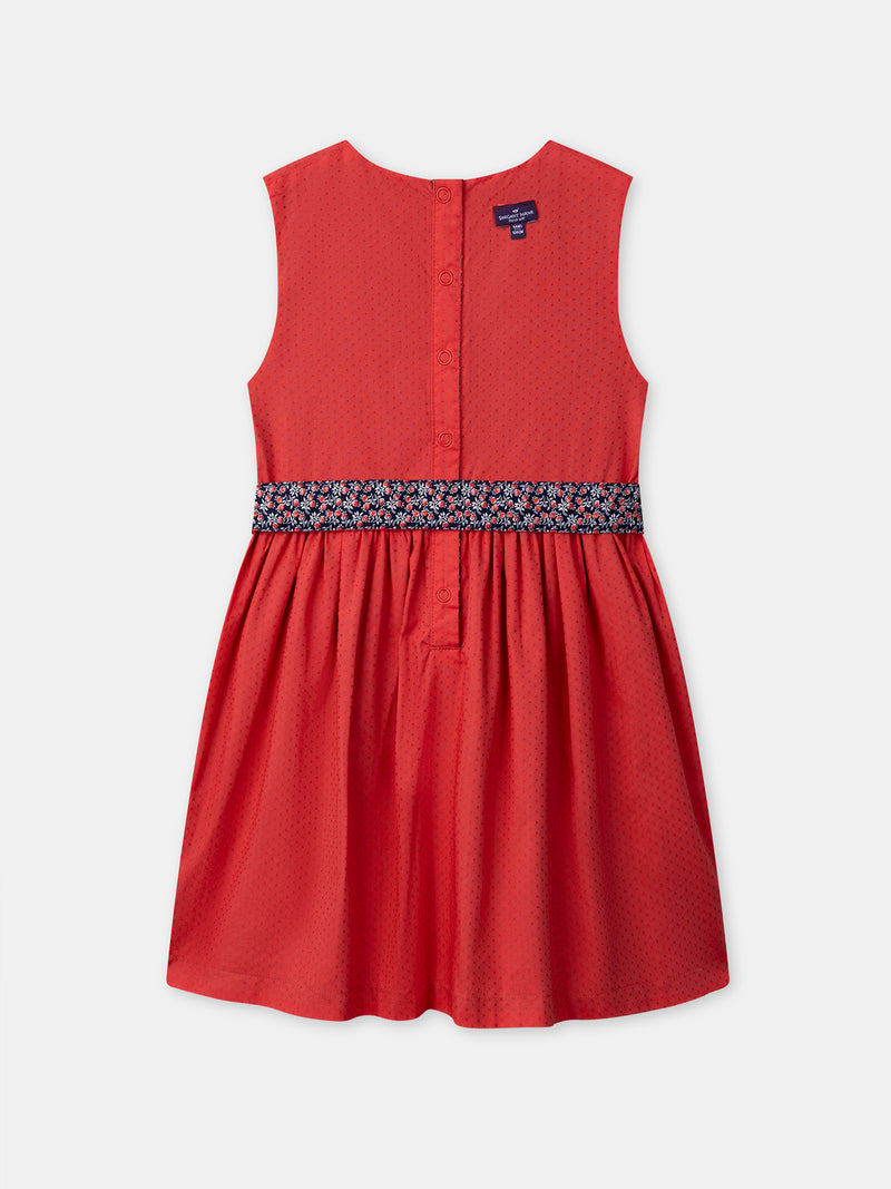 Vestido Reversible Rojo o con Estampado Floral para Niña
