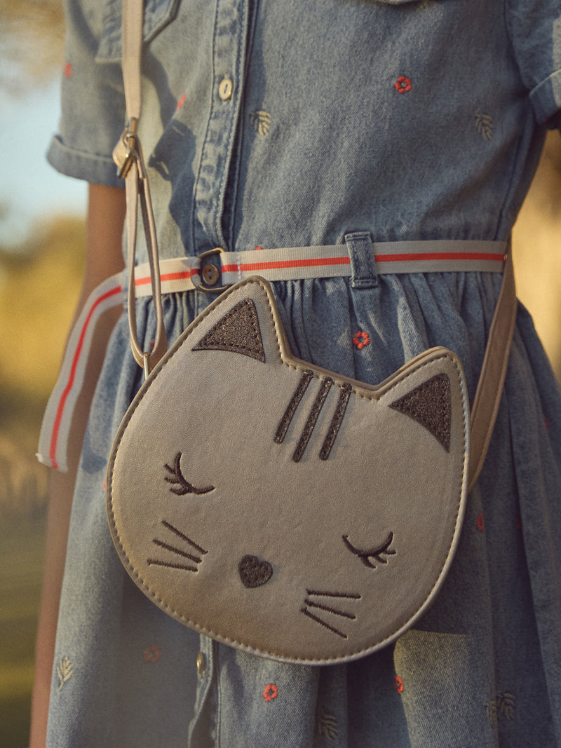 Bolso de hombro con cabeza de gato rosa Niña