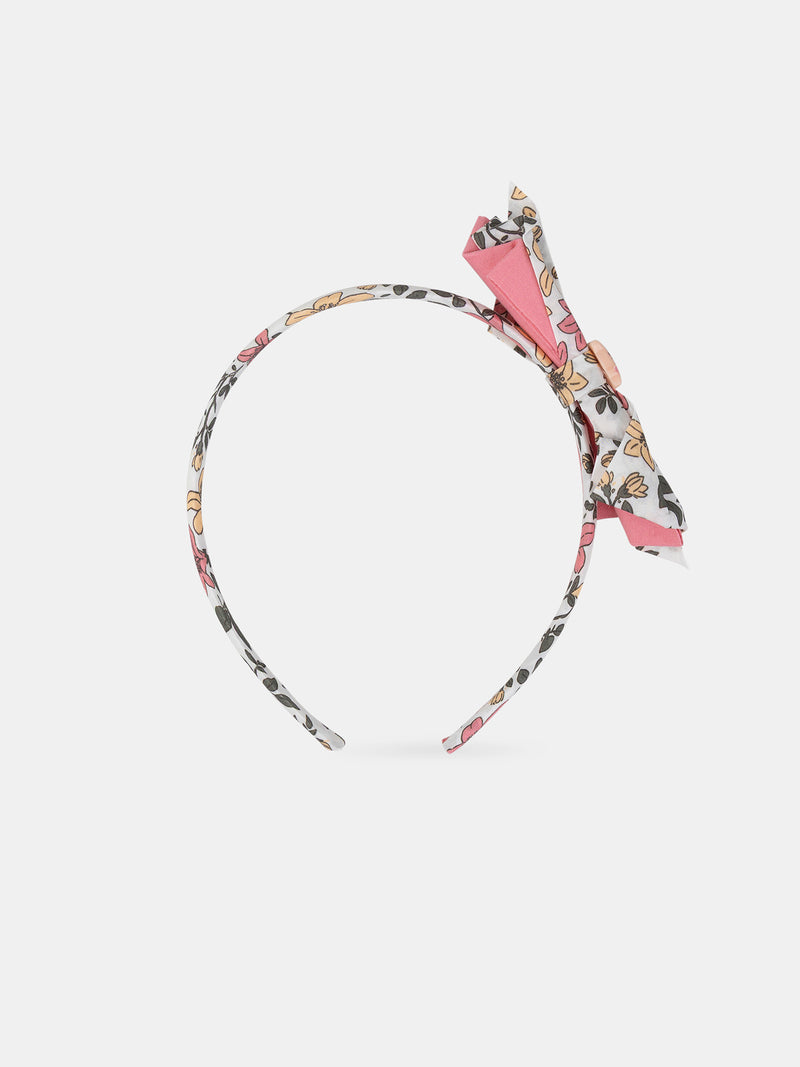 Serre-tête tissu fleuri et charm léopard Fille