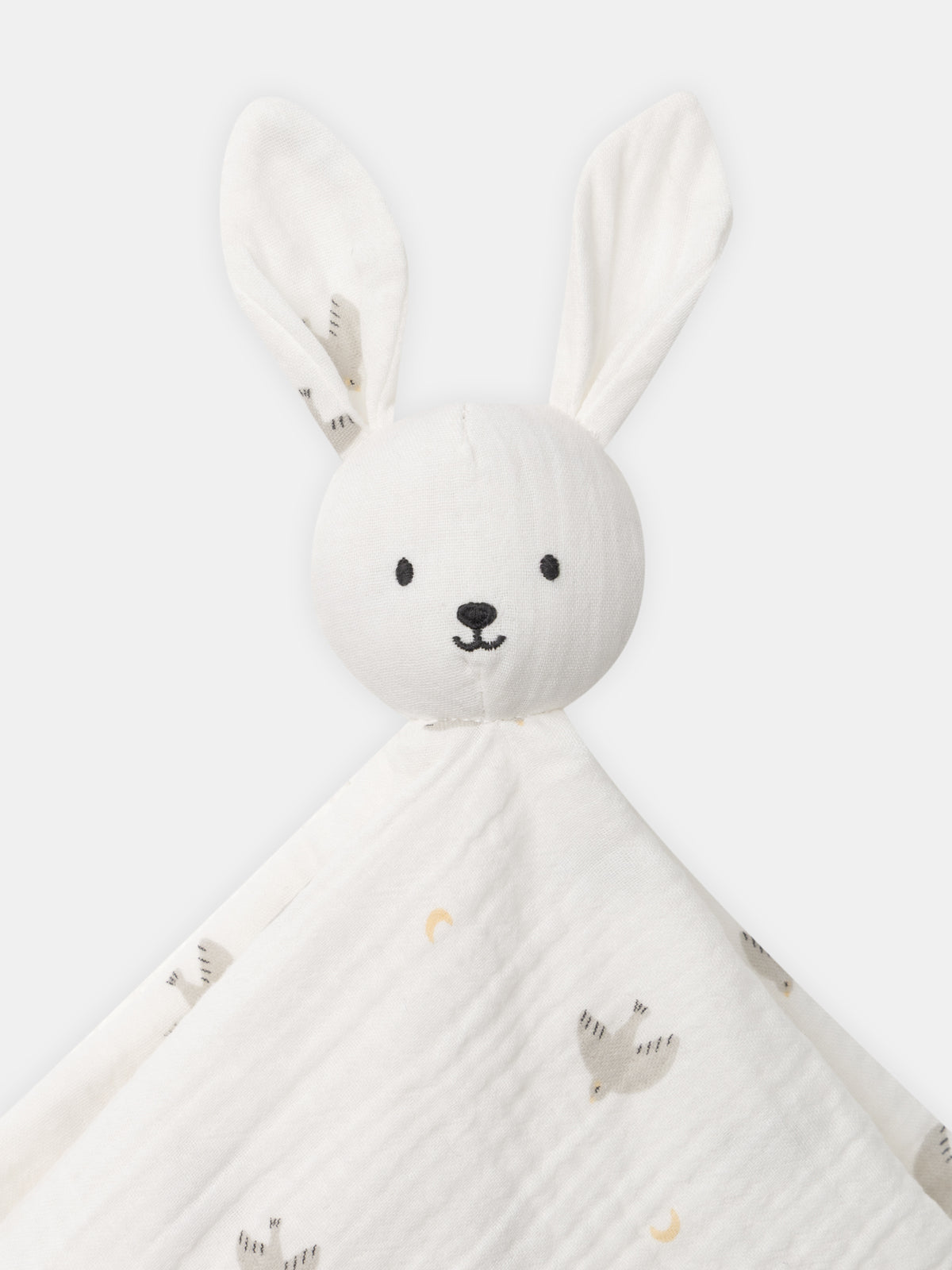 Doudou Conejo Crudo Impreso con Pájaros para Nacimiento Unisex