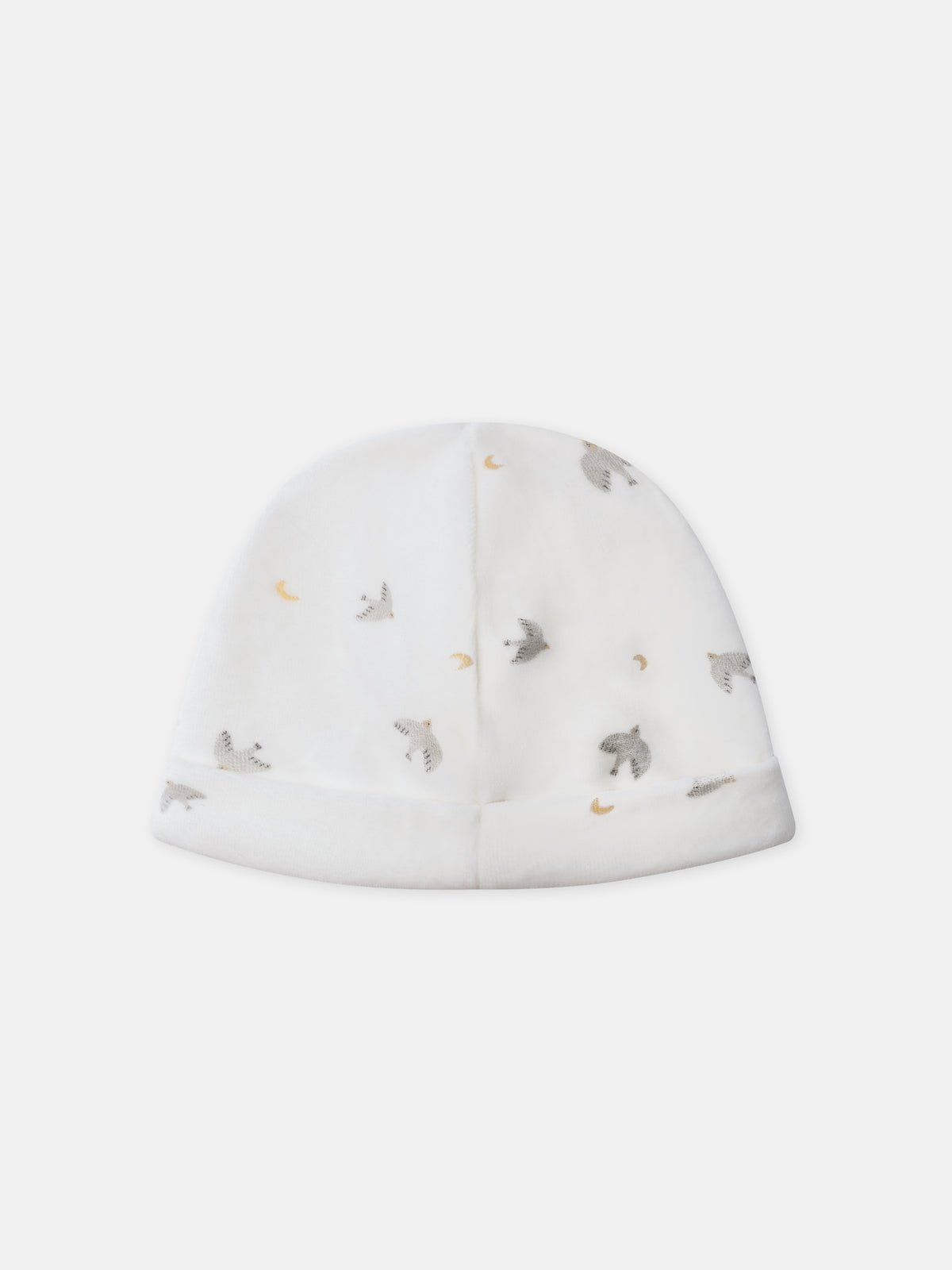 Pijama + gorra ecru impresa con pájaros y lunas Nacimiento Mixto