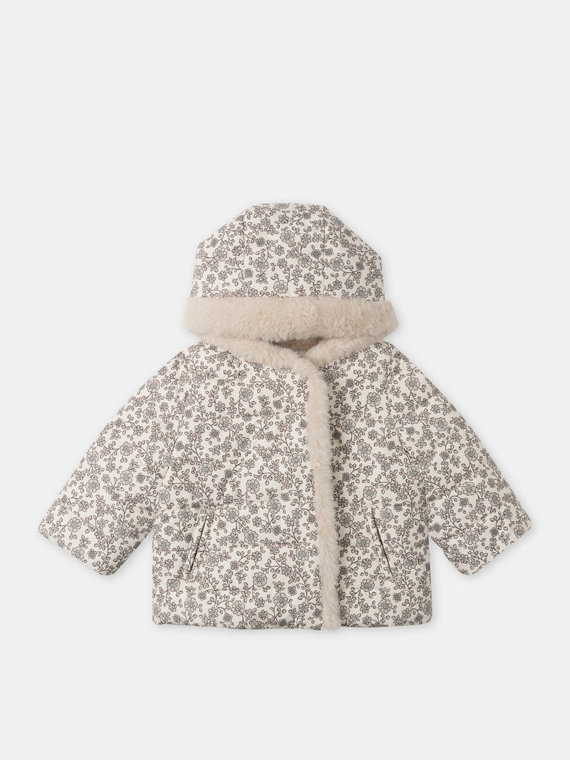 Chaqueta-reversible-imprimida-floral-o-crema-Bebé-Chica