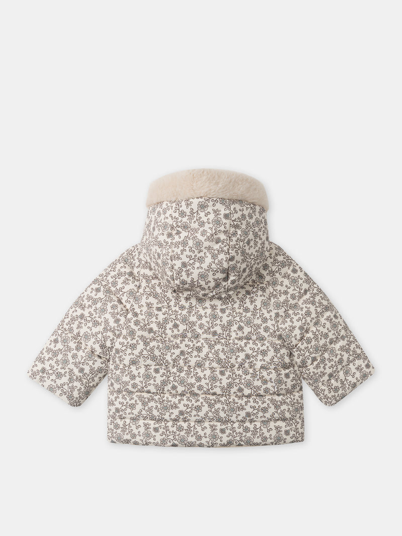 Chaqueta-reversible-imprimida-floral-o-crema-Bebé-Chica