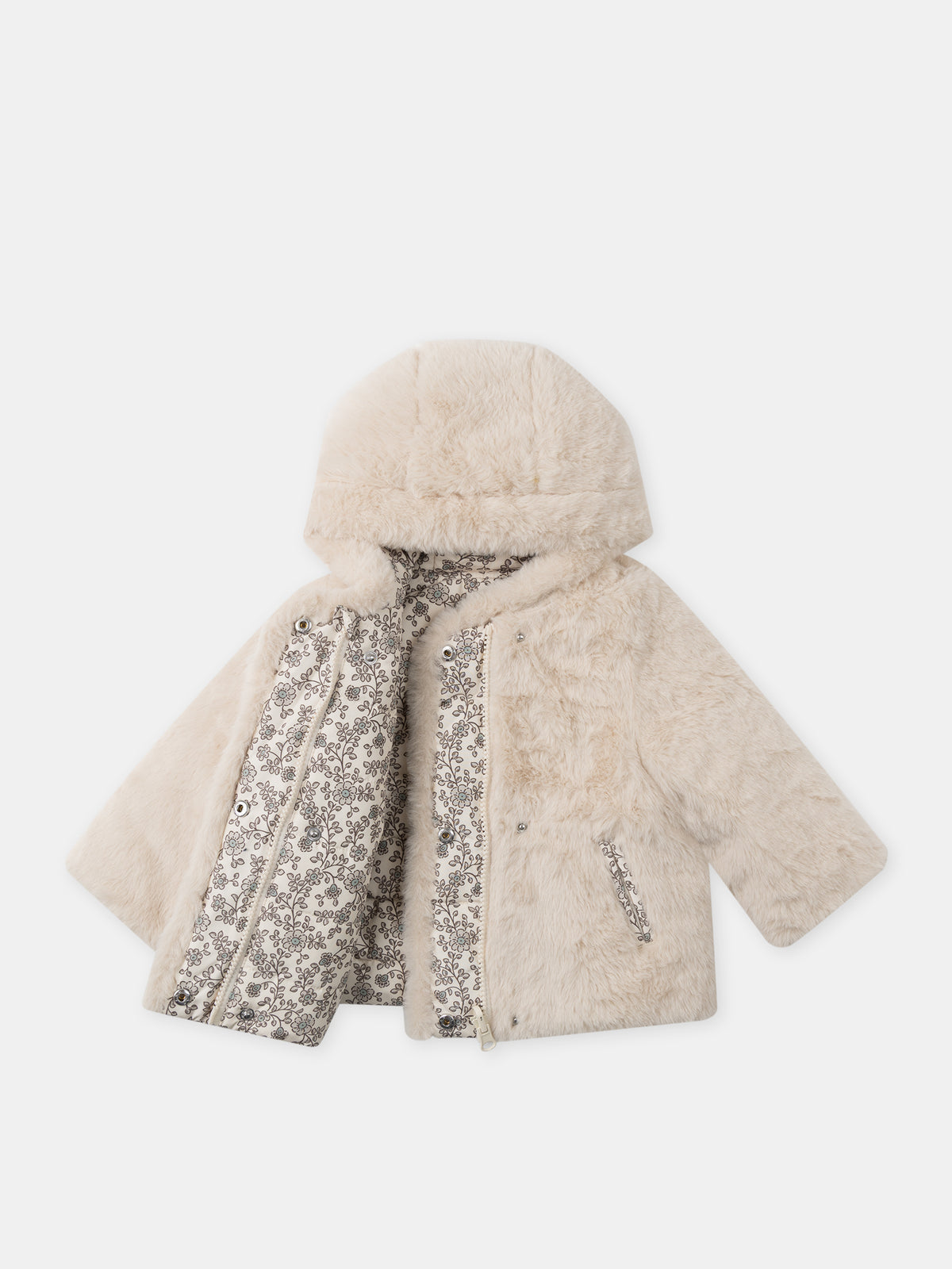 Chaqueta-reversible-imprimida-floral-o-crema-Bebé-Chica