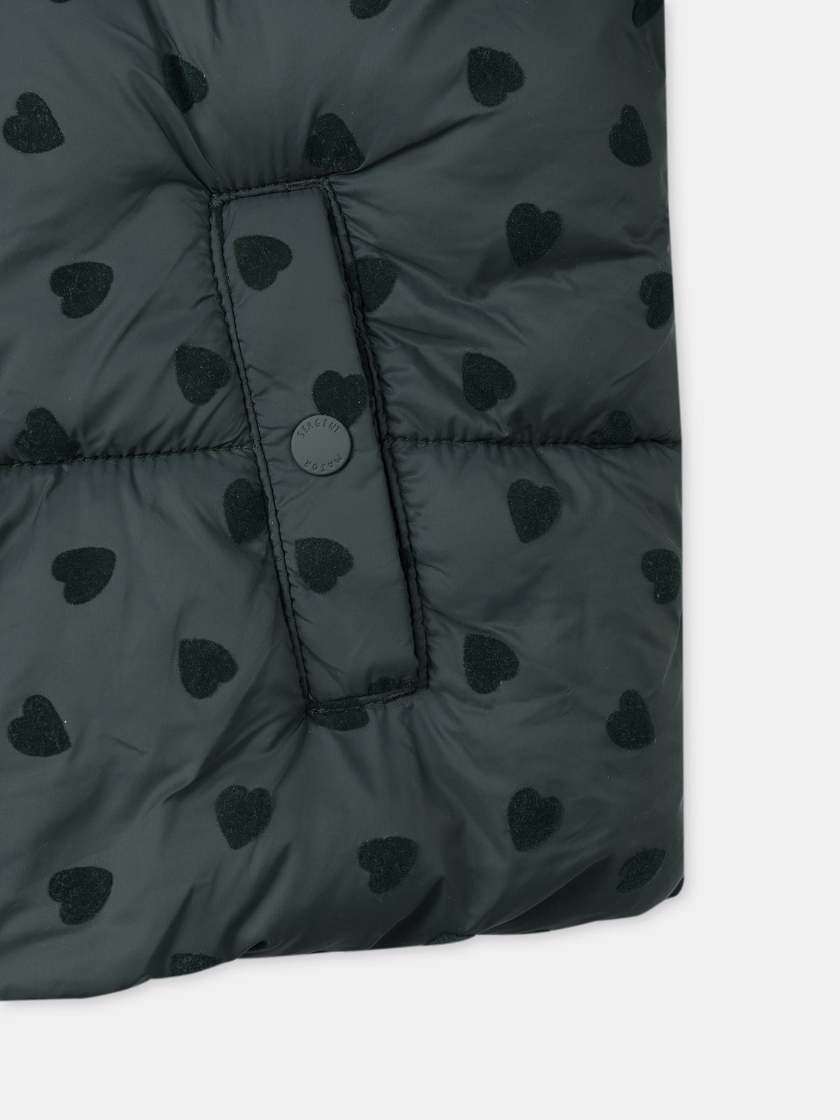 Doudoune verde oscuro con estampado de corazón Bebé Chica
