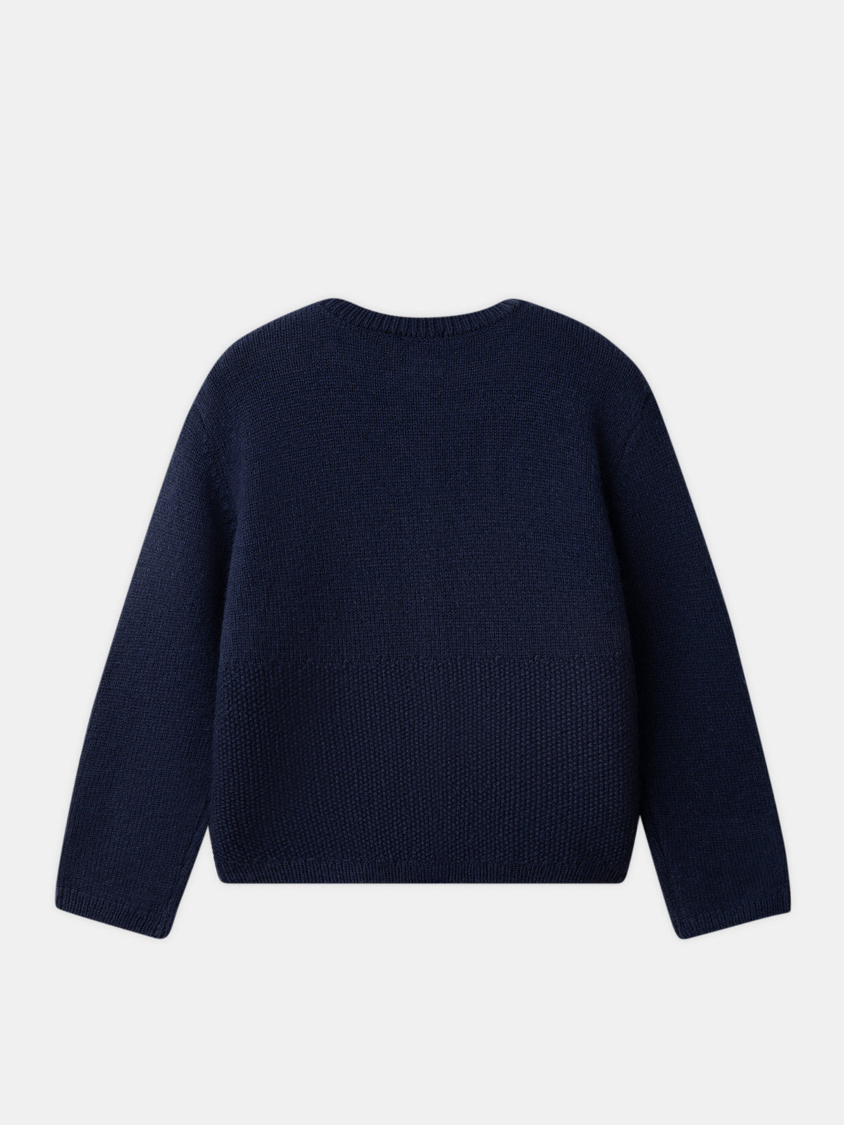 Cardigan bleu marine à broderies fleurs marguerite Fille