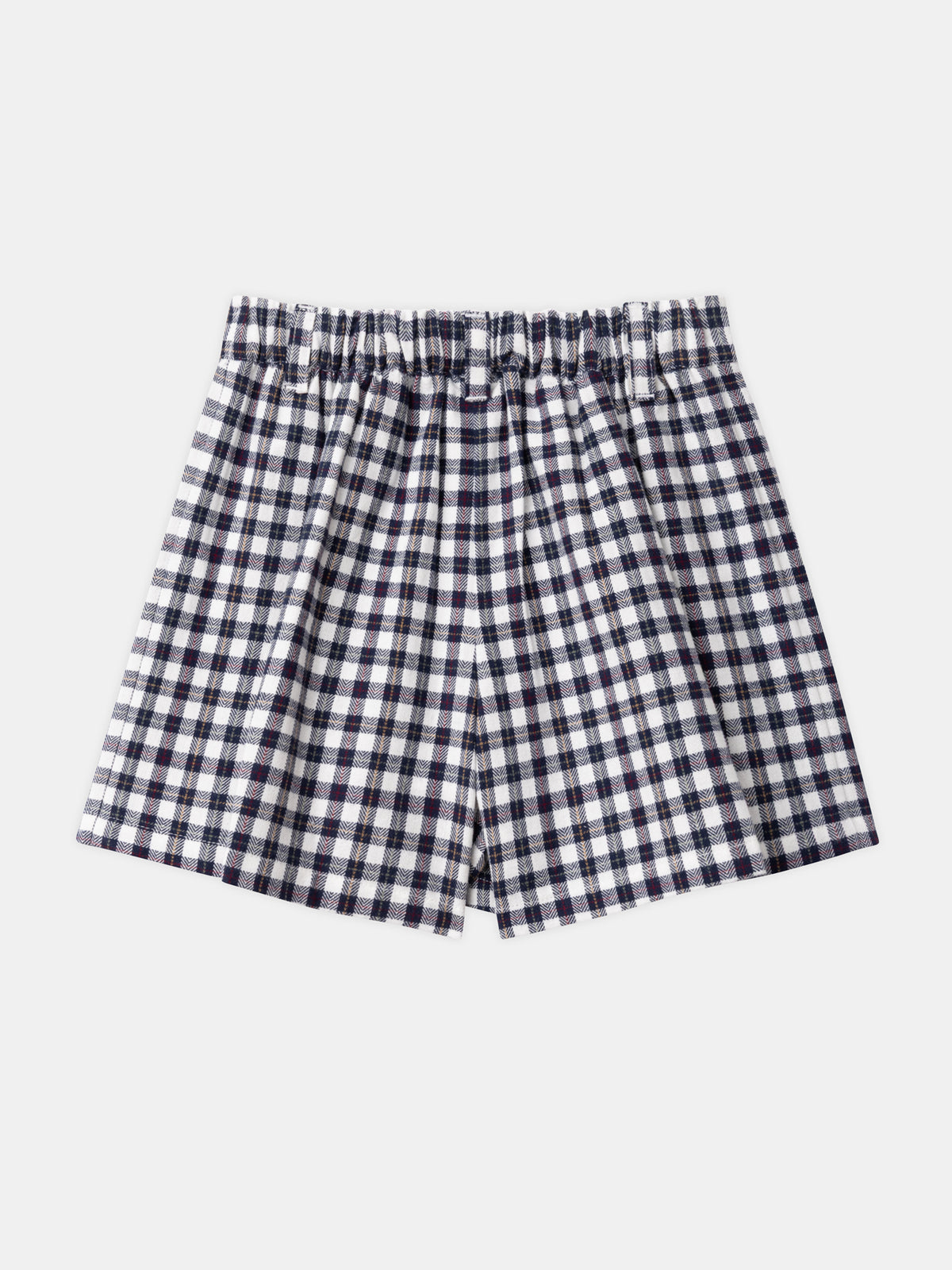 Falda corta de cuadros azul marino y blanco con cintura elástica para niña