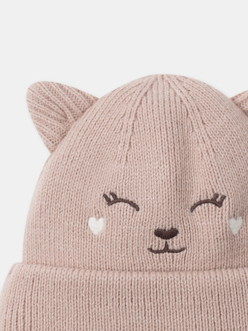 Gorro Rosa Cara de Ciervo Bebé Chica