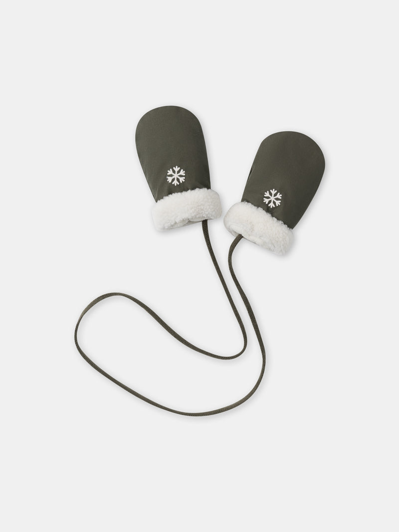 Manoplas kaki con copos de nieve Bebé Chico