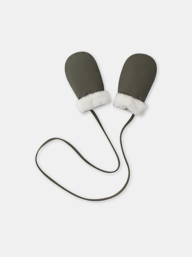 Manoplas kaki con copos de nieve Bebé Chico