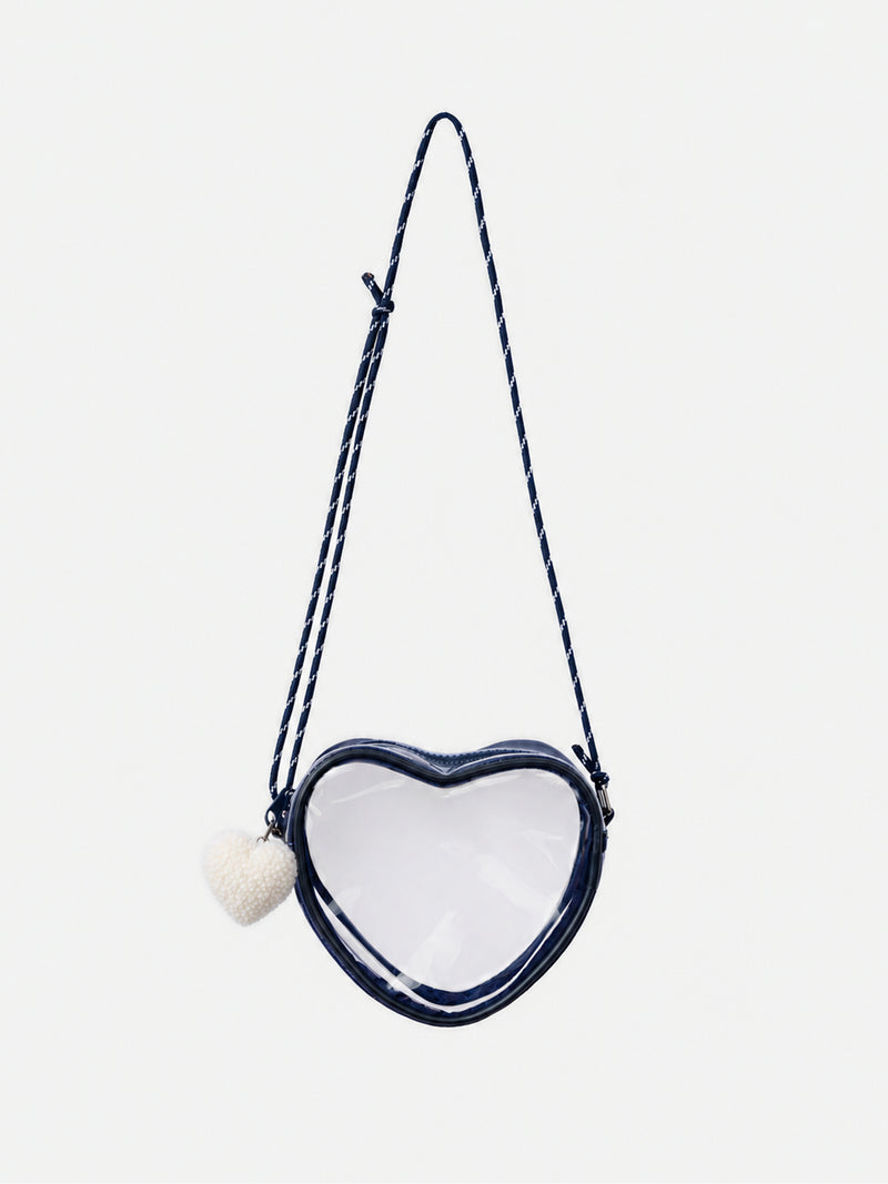 Bolso Corazón Transparente con Charm Corazón para Niñas
