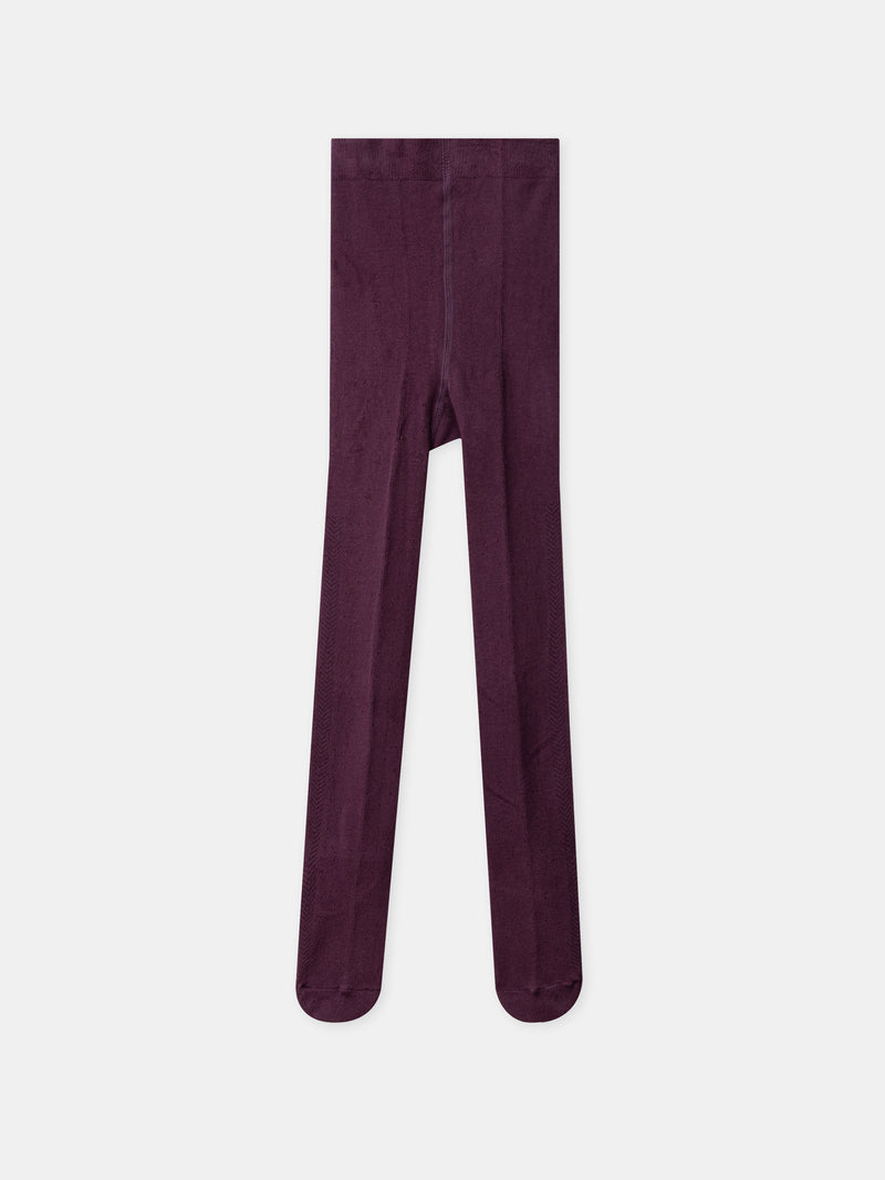 Medias bordeaux con efecto falso abierto para chicas