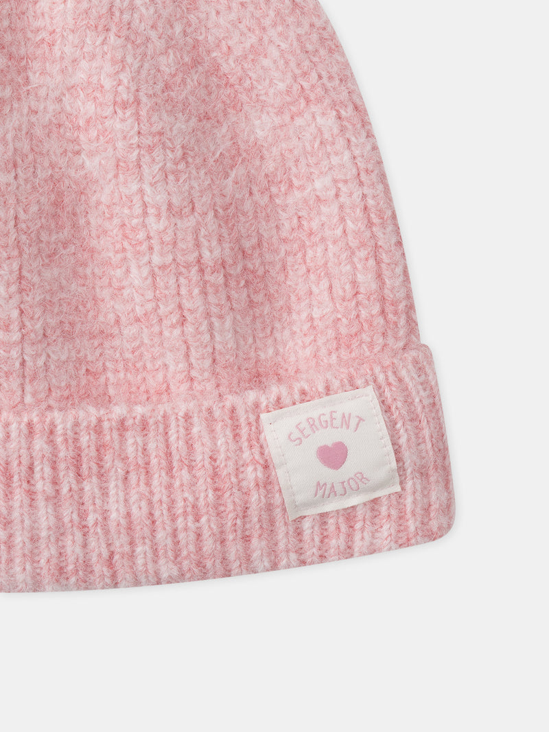 Gorro con revers rosa para Chica