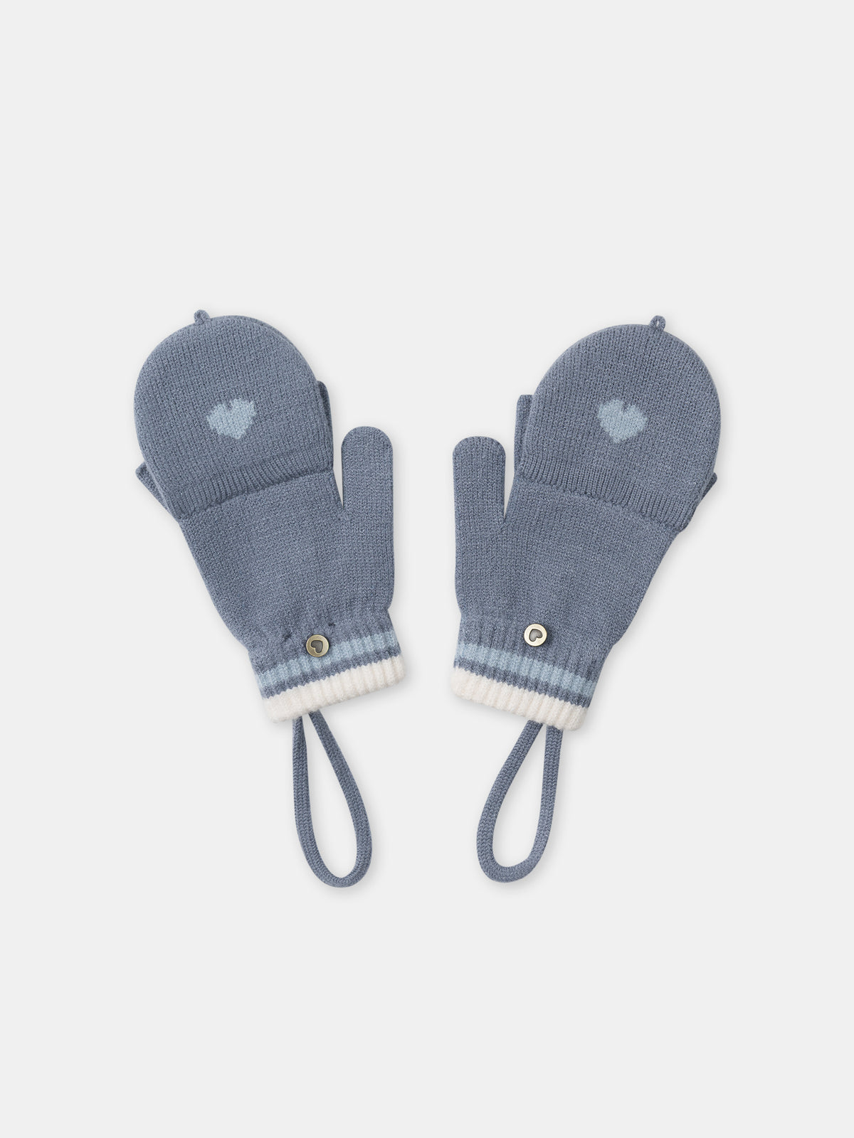 Mitones Azul Gris con Tapafingers para Chicas