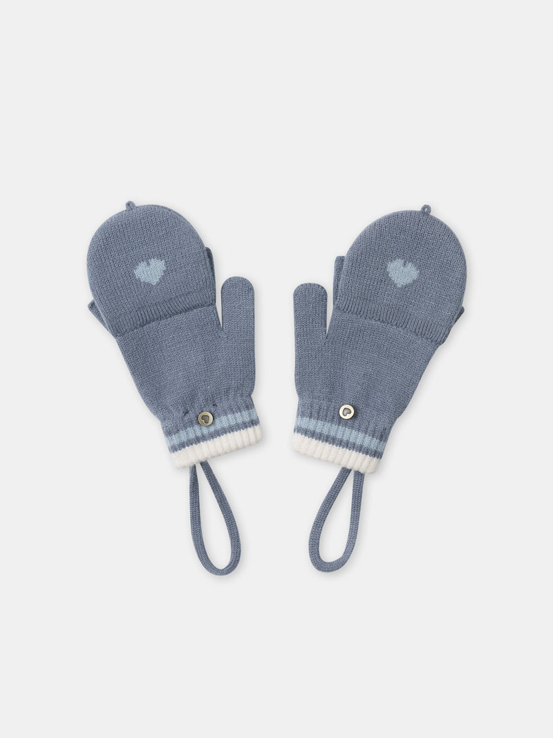 Mitones Azul Gris con Tapafingers para Chicas