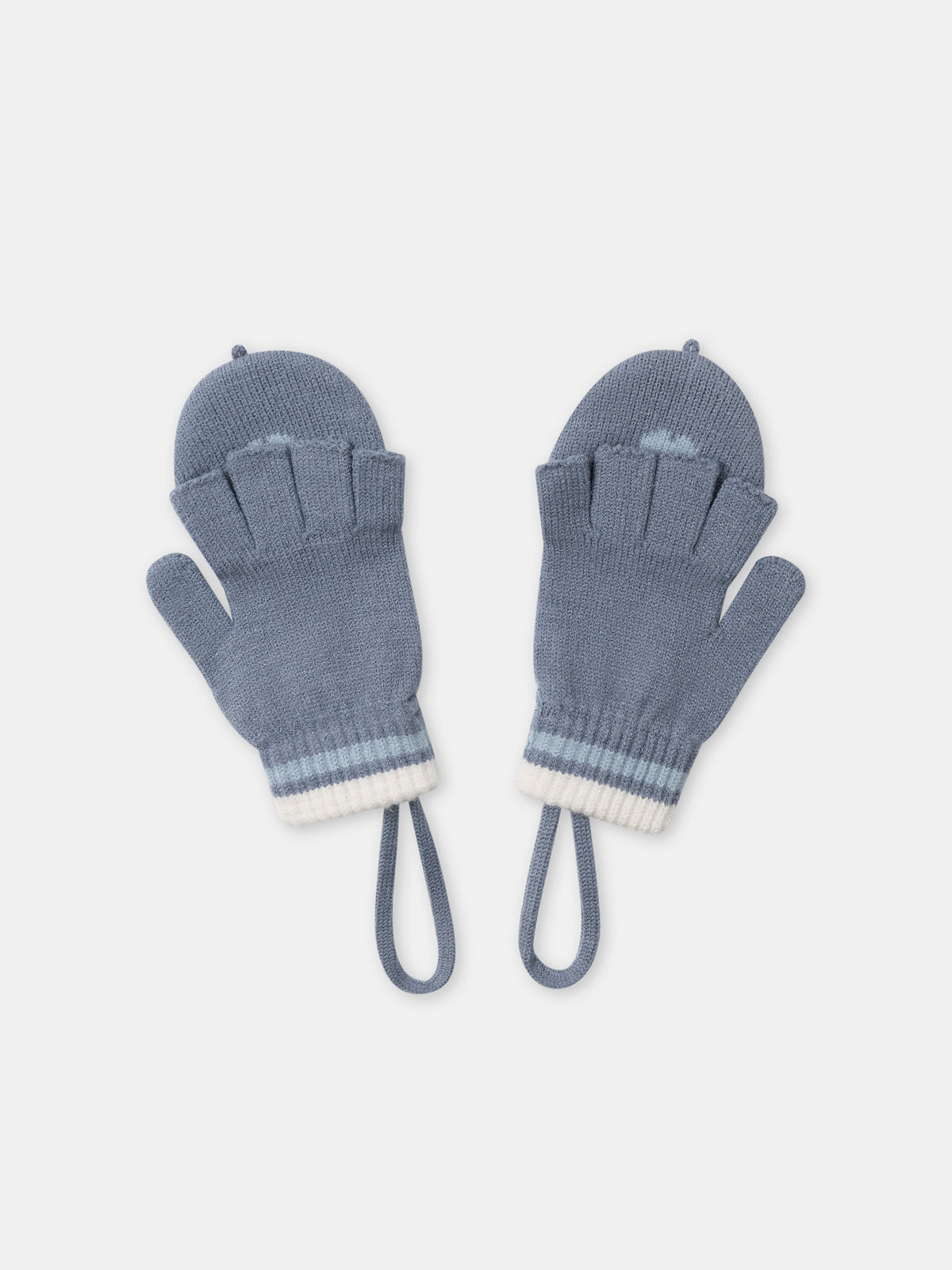 Mitones Azul Gris con Tapafingers para Chicas